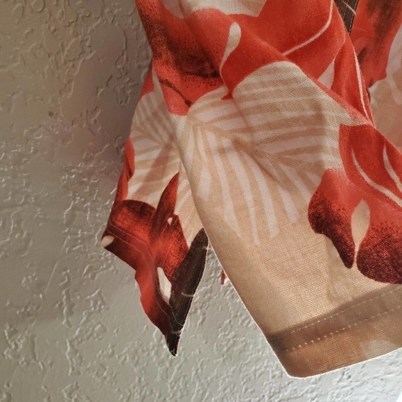 Vintage 90's Stonebridge Linen Blend Red Tropical Button Up Blouse Size Large - Picture 4 of 9